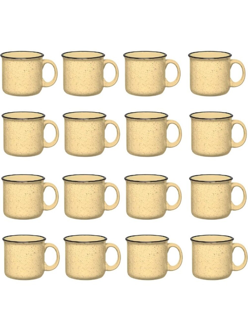 Set of 16 Yellow Ceramic Campfire Mugs - 15 Oz Coffee & Tea Cups for Home